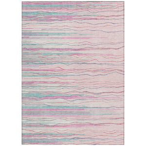 Homeroots 3' Striped Washable Area Rug - Stylish Brown, Beige & Ivory Design For Indoor And Outdoor Use 9' X 12' Polyester 597275