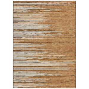 Homeroots 3' Striped Washable Area Rug - Stylish Brown, Beige & Ivory Design For Indoor And Outdoor Use 3' X 5' Polyester 597277