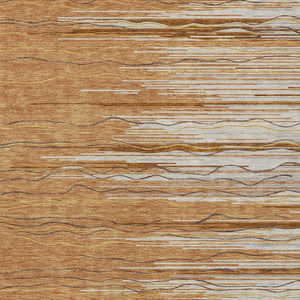 Homeroots 3' Striped Washable Area Rug - Stylish Brown, Beige & Ivory Design For Indoor And Outdoor Use 5' X 8' Polyester 597278