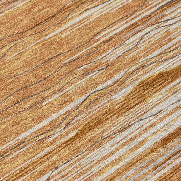 Homeroots 3' Striped Washable Area Rug - Stylish Brown, Beige & Ivory Design For Indoor And Outdoor Use 8' Round Polyester 597279