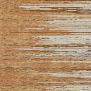 Homeroots 3' Striped Washable Area Rug - Stylish Brown, Beige & Ivory Design For Indoor And Outdoor Use 9' X 12' Polyester 597281