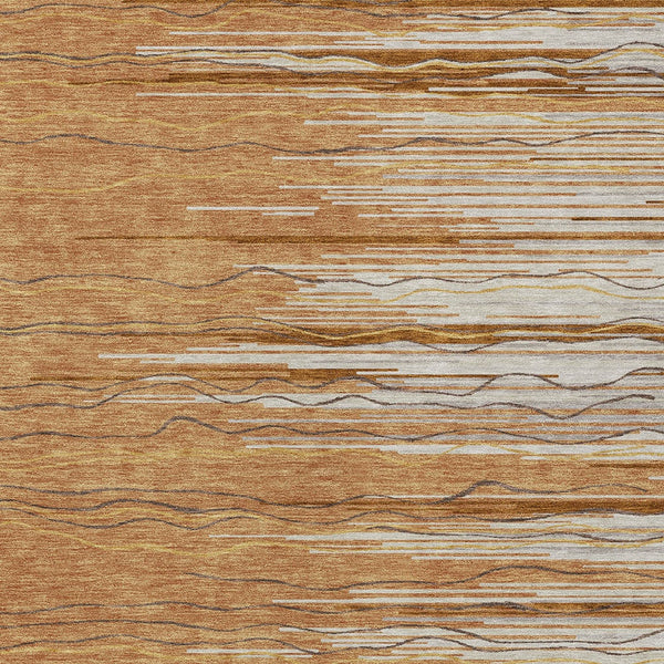 Homeroots 3' Striped Washable Area Rug - Stylish Brown, Beige & Ivory Design For Indoor And Outdoor Use 9' X 12' Polyester 597281