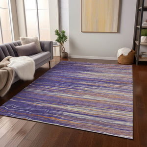 Homeroots 3' Striped Washable Area Rug - Stylish Brown, Beige & Ivory Design For Indoor And Outdoor Use 3' X 5' Polyester 597283