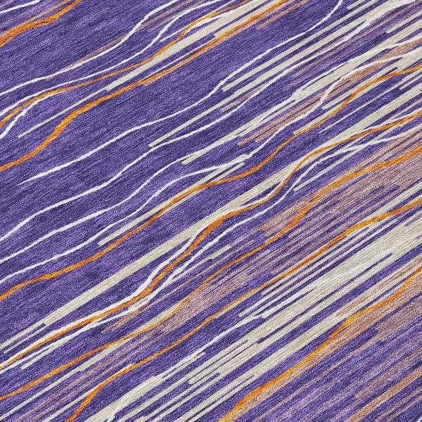 Homeroots 3' Striped Washable Area Rug - Stylish Brown, Beige & Ivory Design For Indoor And Outdoor Use 8' Round Polyester 597285