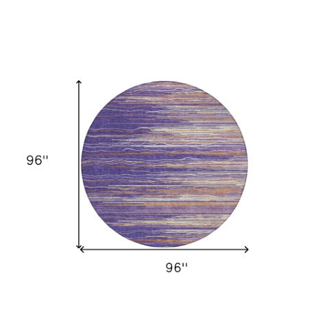 Homeroots 3' Striped Washable Area Rug - Stylish Brown, Beige & Ivory Design For Indoor And Outdoor Use 8' Round Polyester 597285