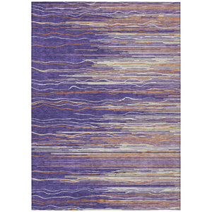 HomeRoots 5' Stylish Purple Copper and Ivory Striped Washable Area Rug for Indoor and Outdoor Use 8' X 10' 597286