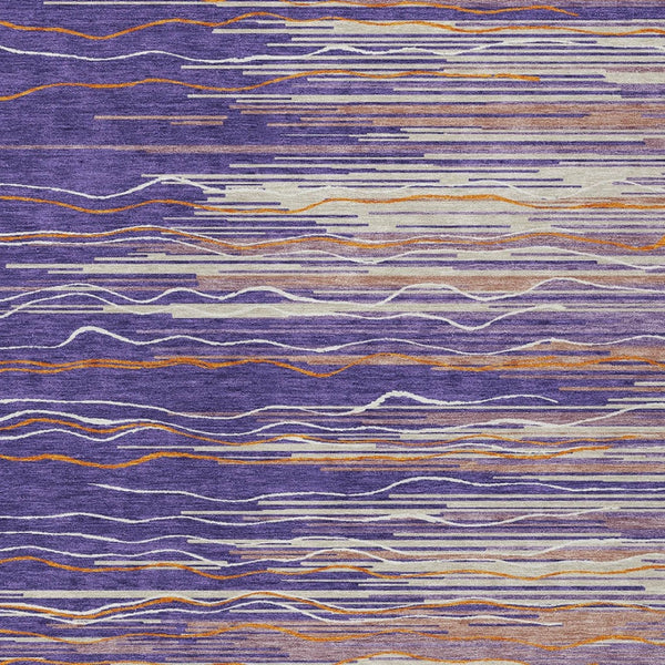 Homeroots 3' Striped Washable Area Rug - Stylish Brown, Beige & Ivory Design For Indoor And Outdoor Use 8' X 10' Polyester 597286