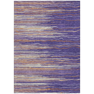 Homeroots 3' Striped Washable Area Rug - Stylish Brown, Beige & Ivory Design For Indoor And Outdoor Use 9' X 12' Polyester 597287