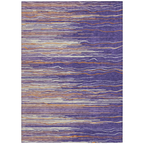 Homeroots 3' Striped Washable Area Rug - Stylish Brown, Beige & Ivory Design For Indoor And Outdoor Use 9' X 12' Polyester 597287