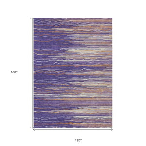 Homeroots 3' Striped Washable Area Rug - Stylish Brown, Beige & Ivory Design For Indoor And Outdoor Use 10' X 14' Polyester 597288