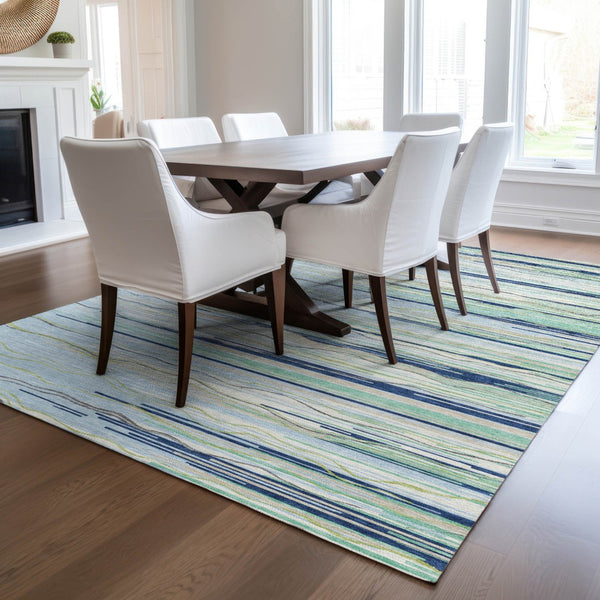 Homeroots 3' Striped Washable Area Rug - Stylish Brown, Beige & Ivory Design For Indoor And Outdoor Use 3' X 5' Polyester 597289