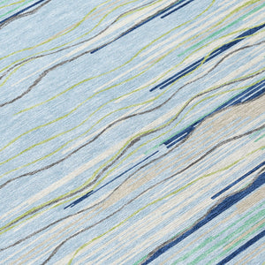 Homeroots 3' Striped Washable Area Rug - Stylish Brown, Beige & Ivory Design For Indoor And Outdoor Use 8' X 10' Polyester 597292