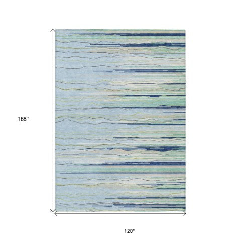 Homeroots 3' Striped Washable Area Rug - Stylish Brown, Beige & Ivory Design For Indoor And Outdoor Use 10' X 14' Polyester 597294