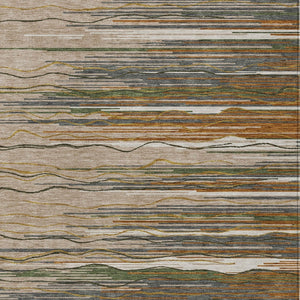 Homeroots 3' Striped Washable Area Rug - Stylish Brown, Beige & Ivory Design For Indoor And Outdoor Use 5' X 8' Polyester 597296