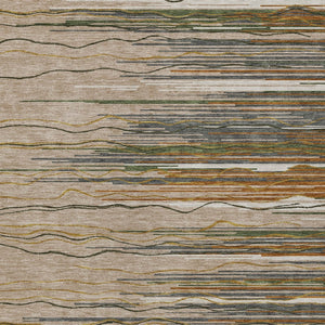 Homeroots 3' Striped Washable Area Rug - Stylish Brown, Beige & Ivory Design For Indoor And Outdoor Use 10' X 14' Polyester 597300