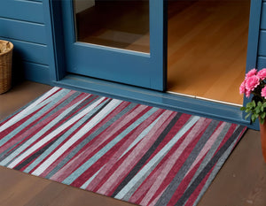 Homeroots 3' Black Brown And Ivory Striped Washable Area Rug - Durable, Versatile Design For Indoor Or Outdoor Use 3' X 5' Polyester 597307