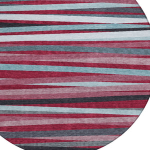 Homeroots 3' Black Brown And Ivory Striped Washable Area Rug - Durable, Versatile Design For Indoor Or Outdoor Use 8' Round Polyester 597309