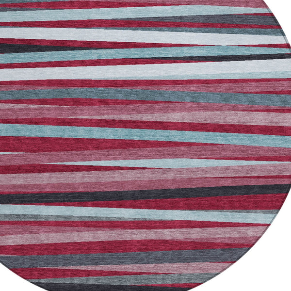 Homeroots 3' Black Brown And Ivory Striped Washable Area Rug - Durable, Versatile Design For Indoor Or Outdoor Use 8' Round Polyester 597309