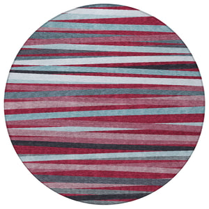 Homeroots 3' Black Brown And Ivory Striped Washable Area Rug - Durable, Versatile Design For Indoor Or Outdoor Use 8' Round Polyester 597309