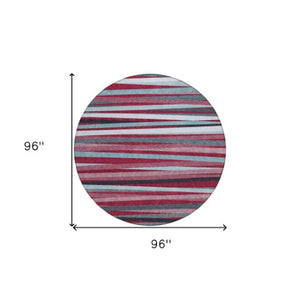 Homeroots 3' Black Brown And Ivory Striped Washable Area Rug - Durable, Versatile Design For Indoor Or Outdoor Use 8' Round Polyester 597309