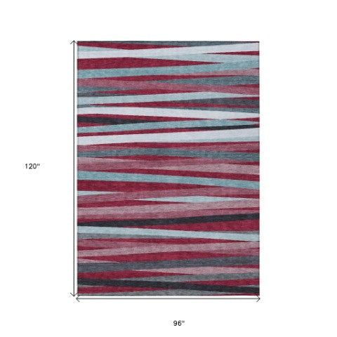 Homeroots 3' Black Brown And Ivory Striped Washable Area Rug - Durable, Versatile Design For Indoor Or Outdoor Use 8' X 10' Polyester 597310