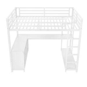 English Elm Twin House Bunk Bed with Slide Storage Stairs and Safety Rails for Kids Rooms W1580S00367