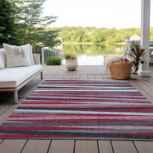 Homeroots 3' Black Brown And Ivory Striped Washable Area Rug - Durable, Versatile Design For Indoor Or Outdoor Use 10' X 14' Polyester 597312