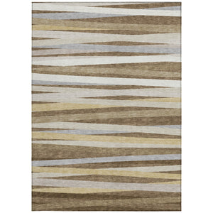 Homeroots 3' Black Brown And Ivory Striped Washable Area Rug - Durable, Versatile Design For Indoor Or Outdoor Use 3' X 5' Polyester 597313
