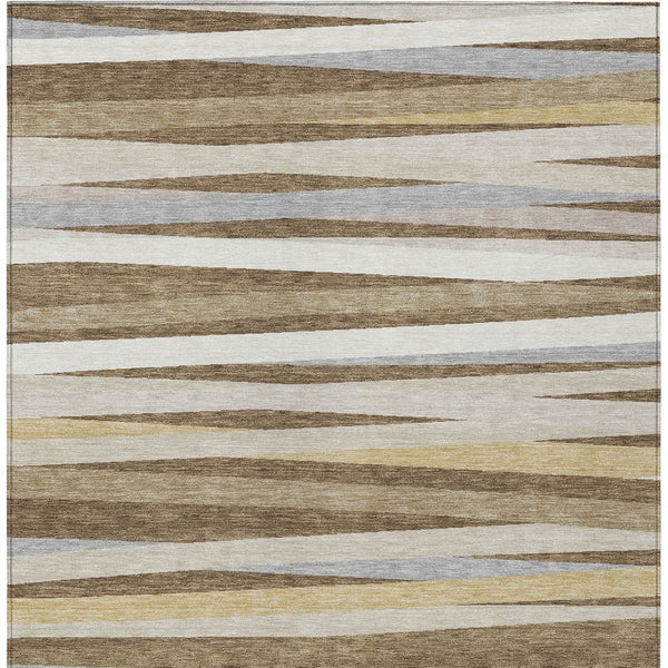 Homeroots 3' Black Brown And Ivory Striped Washable Area Rug - Durable, Versatile Design For Indoor Or Outdoor Use 3' X 5' Polyester 597313