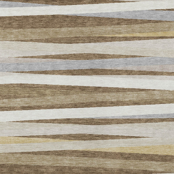 Homeroots 3' Black Brown And Ivory Striped Washable Area Rug - Durable, Versatile Design For Indoor Or Outdoor Use 8' X 10' Polyester 597316