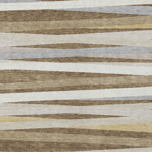Homeroots 3' Black Brown And Ivory Striped Washable Area Rug - Durable, Versatile Design For Indoor Or Outdoor Use 9' X 12' Polyester 597317