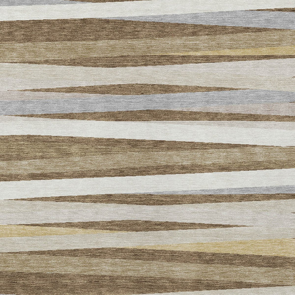 Homeroots 3' Black Brown And Ivory Striped Washable Area Rug - Durable, Versatile Design For Indoor Or Outdoor Use 9' X 12' Polyester 597317