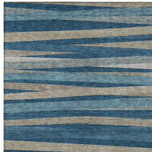 Homeroots 3' Black Brown And Ivory Striped Washable Area Rug - Durable, Versatile Design For Indoor Or Outdoor Use 3' X 5' Polyester 597319