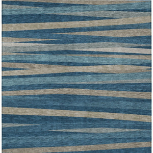 Homeroots 3' Black Brown And Ivory Striped Washable Area Rug - Durable, Versatile Design For Indoor Or Outdoor Use 5' X 8' Polyester 597320