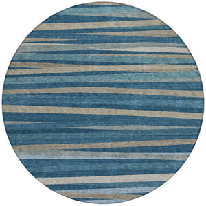 Homeroots 3' Black Brown And Ivory Striped Washable Area Rug - Durable, Versatile Design For Indoor Or Outdoor Use 8' Round Polyester 597321