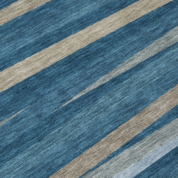 Homeroots 3' Black Brown And Ivory Striped Washable Area Rug - Durable, Versatile Design For Indoor Or Outdoor Use 8' Round Polyester 597321