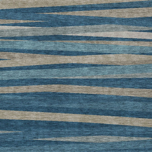 Homeroots 3' Black Brown And Ivory Striped Washable Area Rug - Durable, Versatile Design For Indoor Or Outdoor Use 8' X 10' Polyester 597322