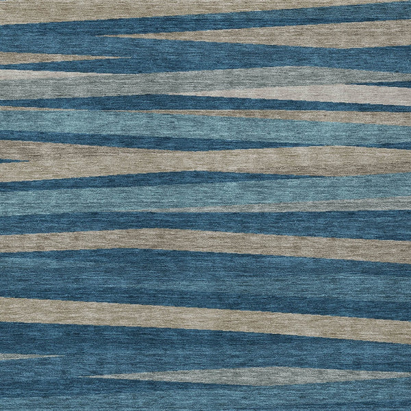 Homeroots 3' Black Brown And Ivory Striped Washable Area Rug - Durable, Versatile Design For Indoor Or Outdoor Use 8' X 10' Polyester 597322