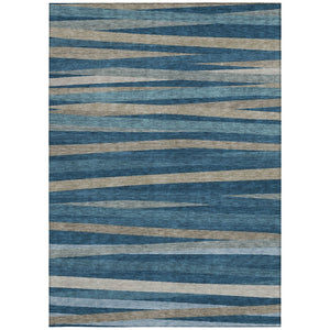 Homeroots 3' Black Brown And Ivory Striped Washable Area Rug - Durable, Versatile Design For Indoor Or Outdoor Use 9' X 12' Polyester 597323