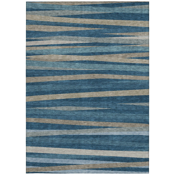 Homeroots 3' Black Brown And Ivory Striped Washable Area Rug - Durable, Versatile Design For Indoor Or Outdoor Use 10' X 14' Polyester 597324