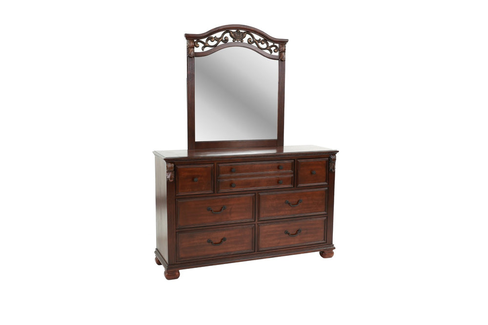 English Elm Traditional Dark Cherry Dresser with Carved Lion Claw Accents and Bun Feet Storage B011P448887