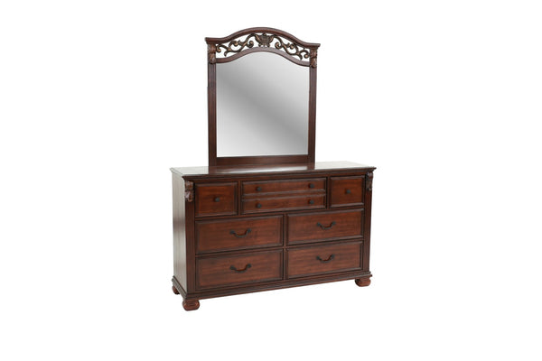 English Elm Traditional Dark Cherry Dresser with Carved Lion Claw Accents and Bun Feet Storage B011P448887