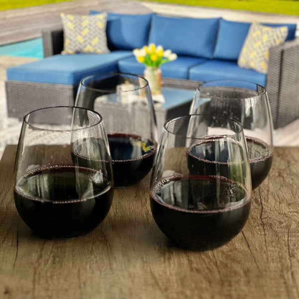 English Elm Oval Halo Tritan Drinking Glasses Set Of 4 - 18Oz Shatterproof Tumblers For Poolside & Parties B095120357-GIGA