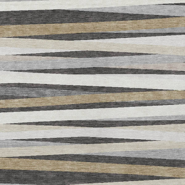 Homeroots 3' Black Brown And Ivory Striped Washable Area Rug - Durable, Versatile Design For Indoor Or Outdoor Use 9' X 12' Polyester 597329