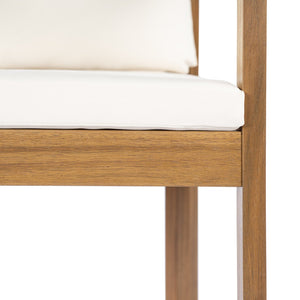 English Elm Outdoor Acacia Wood Dining Chairs Set of 2 with Cushions and Curved Arms Cream,Teak N768P372905L
