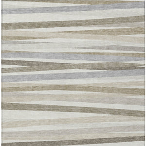 Homeroots 3' Black Brown And Ivory Striped Washable Area Rug - Durable, Versatile Design For Indoor Or Outdoor Use 3' X 5' Polyester 597331