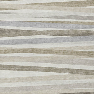 Homeroots 3' Black Brown And Ivory Striped Washable Area Rug - Durable, Versatile Design For Indoor Or Outdoor Use 3' X 5' Polyester 597331