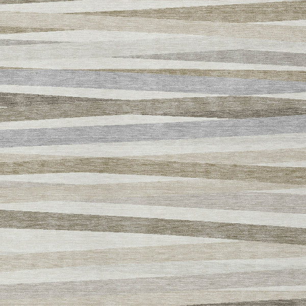 Homeroots 3' Black Brown And Ivory Striped Washable Area Rug - Durable, Versatile Design For Indoor Or Outdoor Use 3' X 5' Polyester 597331