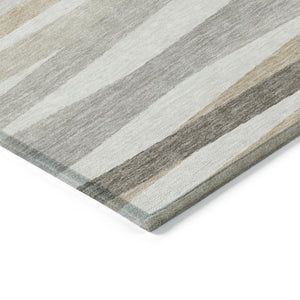 Homeroots 3' Black Brown And Ivory Striped Washable Area Rug - Durable, Versatile Design For Indoor Or Outdoor Use 5' X 8' Polyester 597332