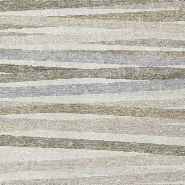 Homeroots 3' Black Brown And Ivory Striped Washable Area Rug - Durable, Versatile Design For Indoor Or Outdoor Use 8' X 10' Polyester 597334
